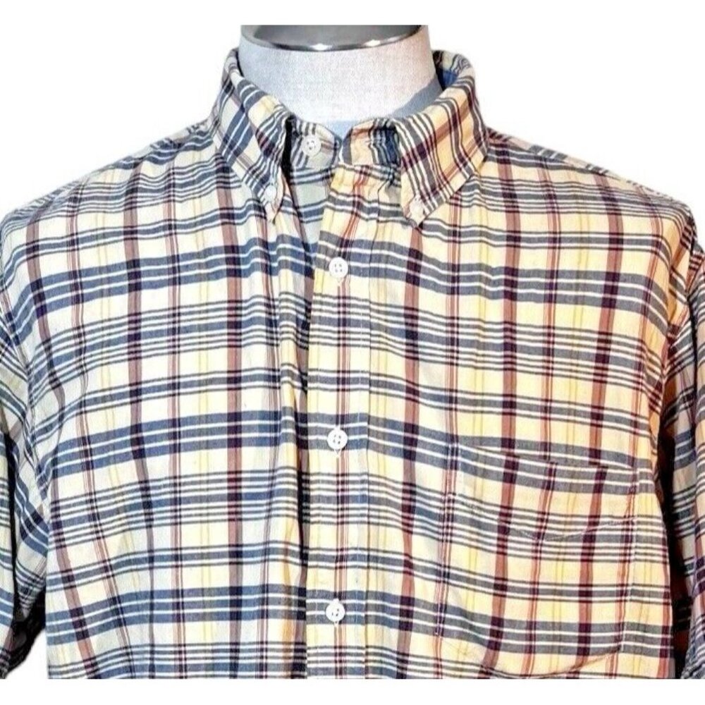 Ralph Lauren Jeans Company Mens Plaid Shirt Short Sleeve Size XL Button Down‎